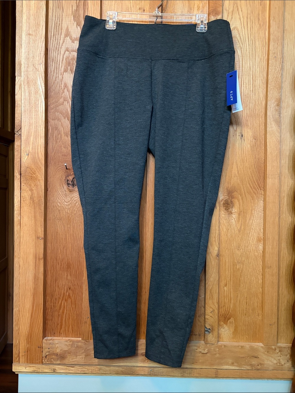 Apt. 9 Dark Heather Grey Ponte Pull-On Tummy Control Mid Rise Skinny Leggings XL